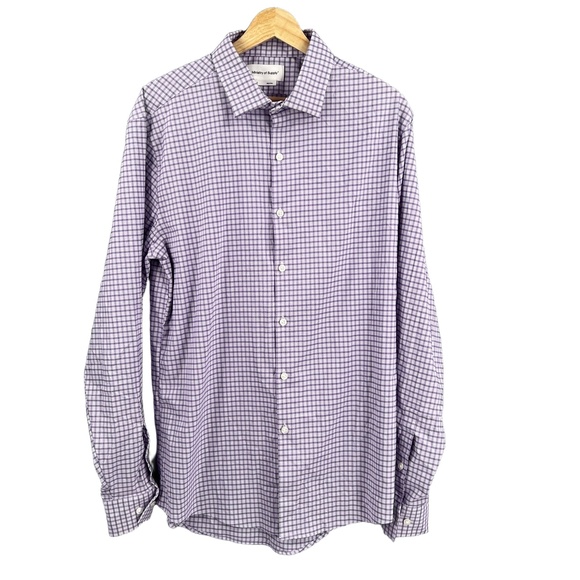 Ministry Of Supply Button Up Shirt Purple Plaid Long Sleeve Collared Large - Picture 1 of 5